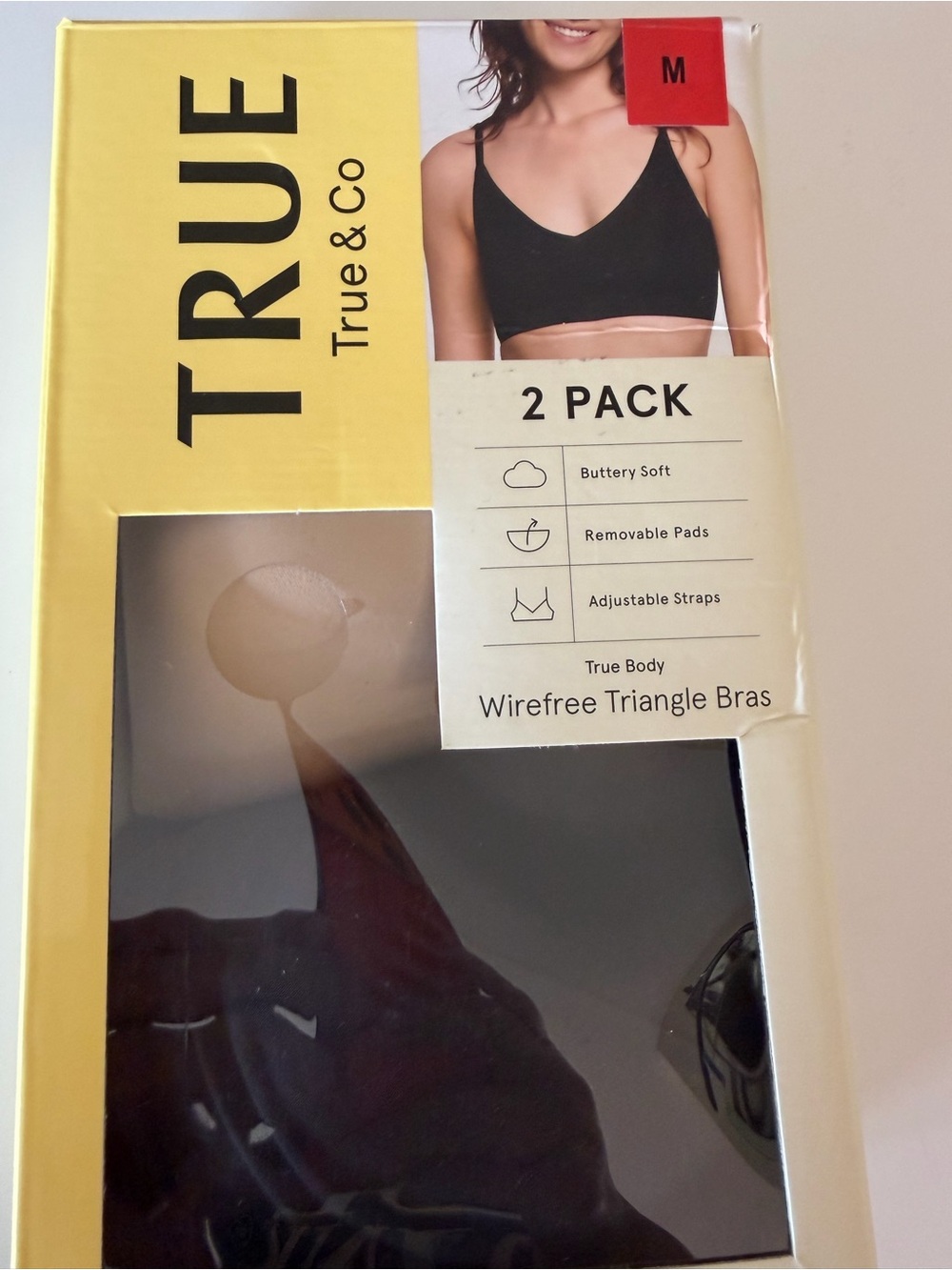 True & Co. Black Wirefree Triangle Bra 2-Pack